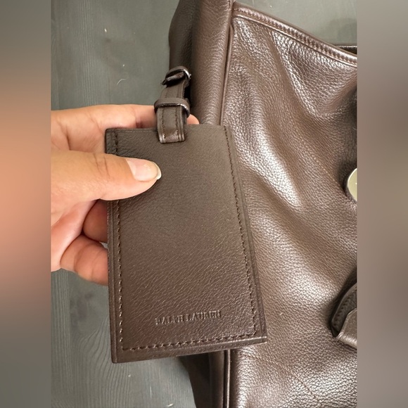 RALPH LAUREN Collection Italy Brown Leather Silver Lock Tote Shoulder Hand Bag - Picture 6 of 14